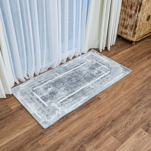 Gurel Grey White Carpet (Runner)