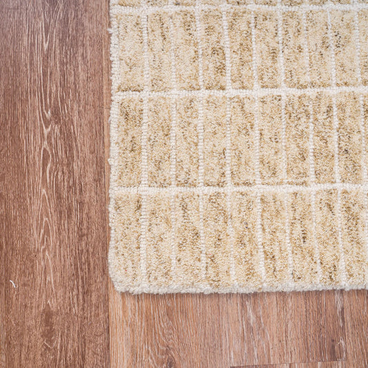 Pure Wool Carpet Checkers Beige (Rectangle)