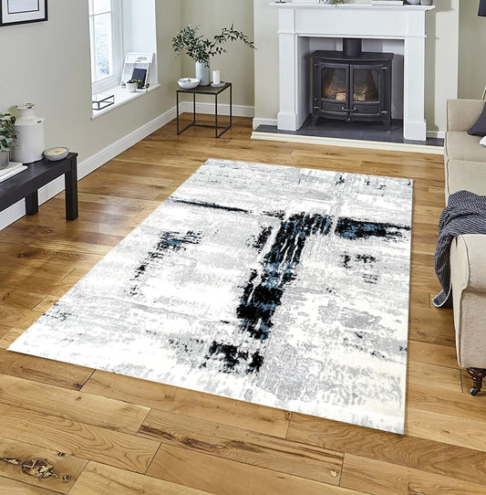 Norma Grey Navy Blue Carpet (Runner)