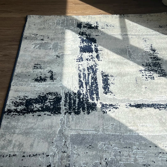 Norma Grey Navy Blue Carpet (Rectangle)
