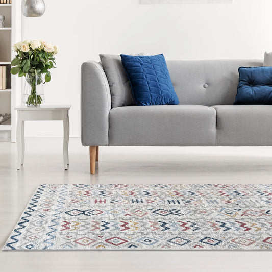 Tribe Multicolour Distressed Design Carpet (Rectangle)