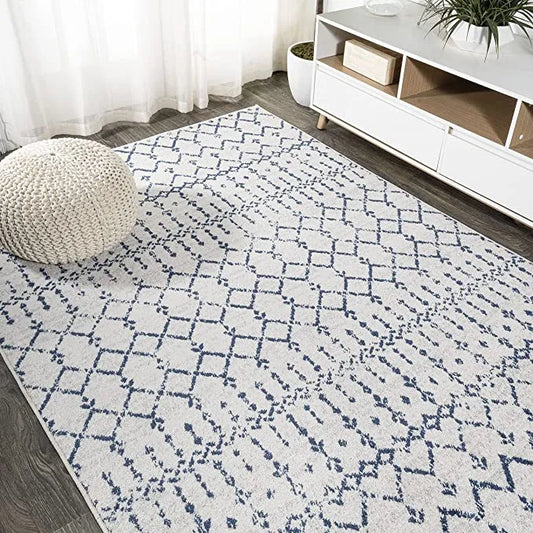 Bridgeton Cream Navy Blue Distressed Design Carpet (Runner)