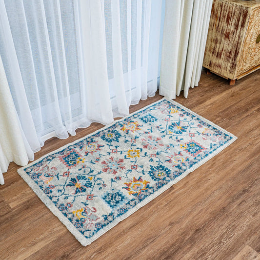 Vyron Distressed Design Cream Multicolour Carpet (Runner)