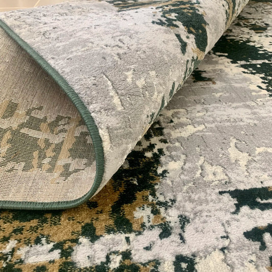 Livadeia Grey, Green Carpet (Rectangle)