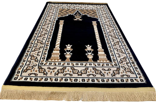 Prayer Mat Navy-Blue-Medium Pile 80 x 125 cm (2.6 x 4.1 ft)