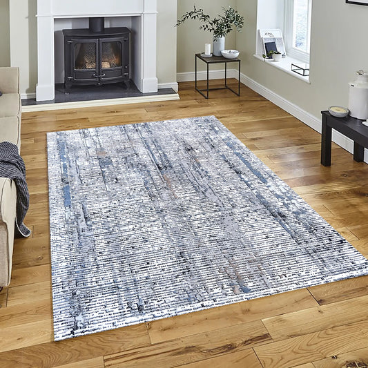 Infinity Grey Navy Blue Carpet (Round)