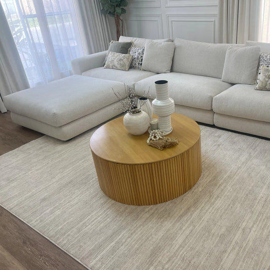 Leno Beige, White Carpet (Rectangle)
