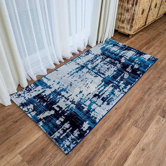 Jannet Grey, Navy Blue Carpet (Runner)