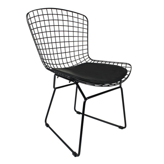 Dining Chair Black Metal Wire with Cushion