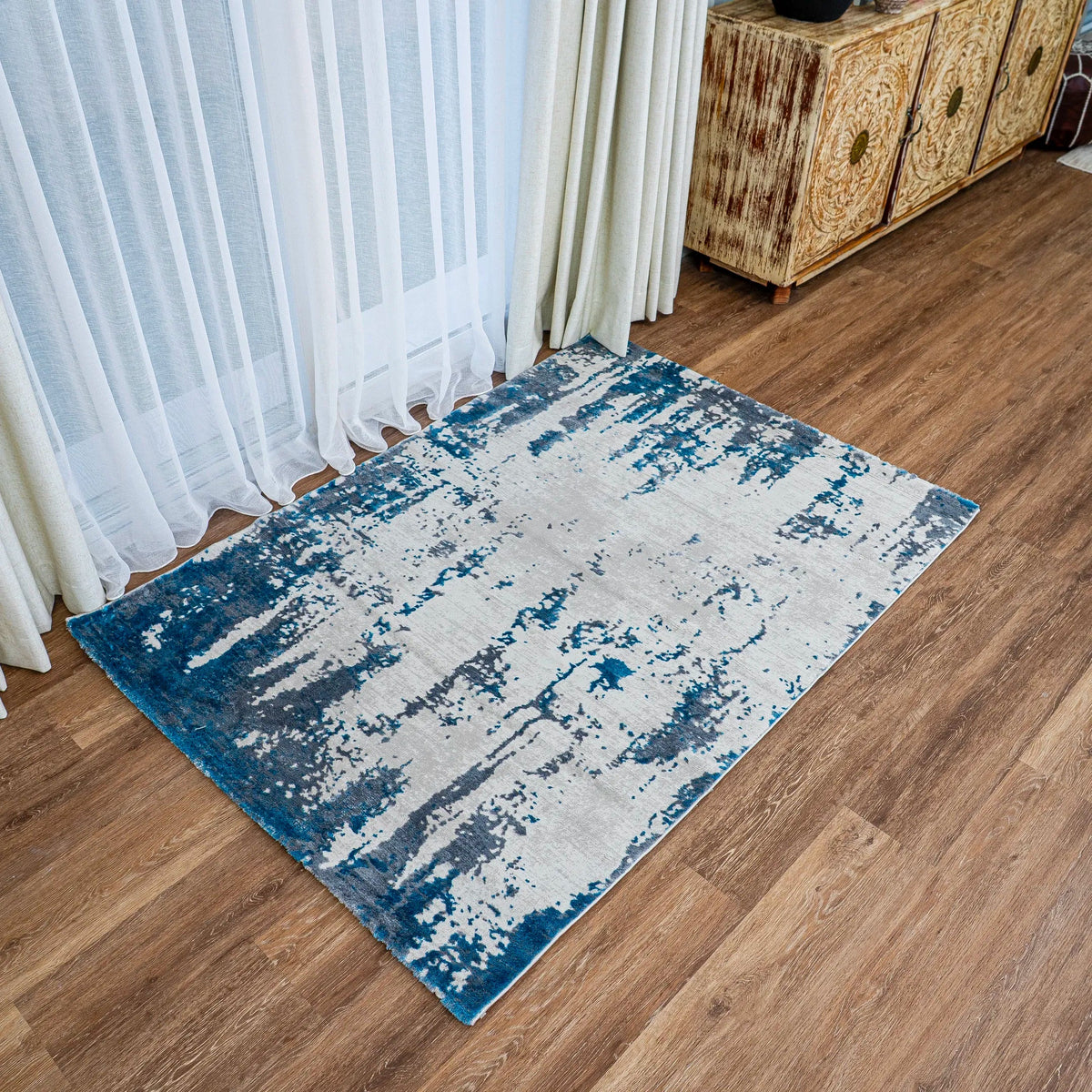 Charon Blue Charon Grey Teal Blue Carpet (Rectangle) – Handpicked Furniture