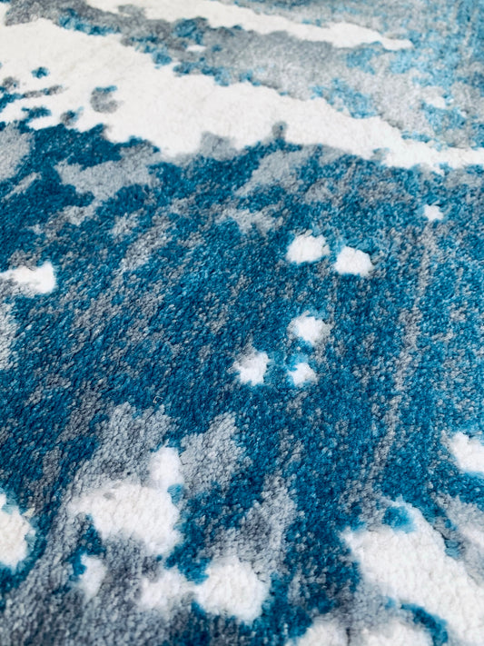 Charon Grey Teal Blue Carpet (Rectangle)
