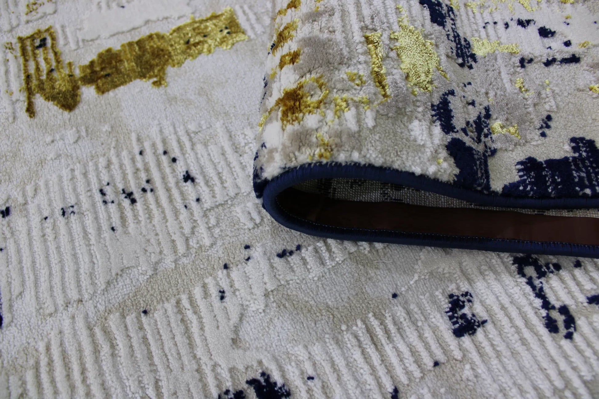 Pyrgos Beige Navy Blue Carpet (Rectangle)