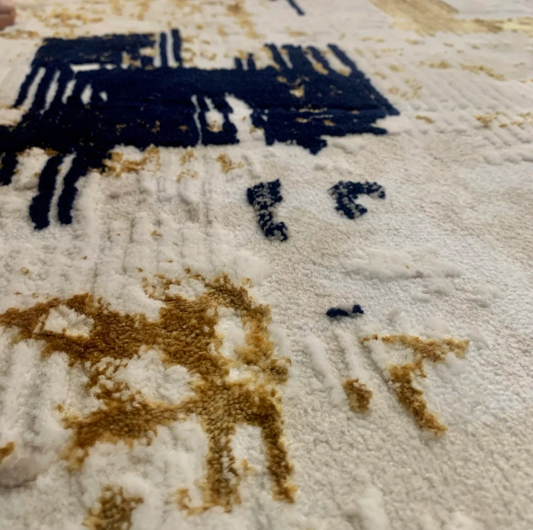 Pyrgos Beige Navy Blue Carpet (Rectangle)