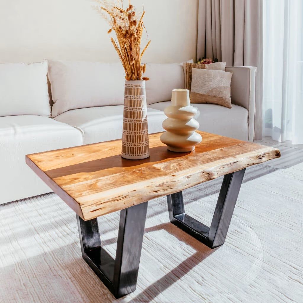 Solid Wood (Acacia) Coffee Table with Natural Live Edges