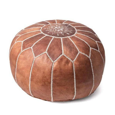 Lagos Pouf - Faux Leather - Brown (Made on order)