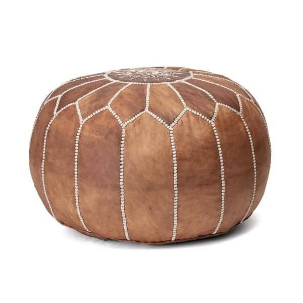 Lagos Pouf - Faux Leather - Brown (Made on order)