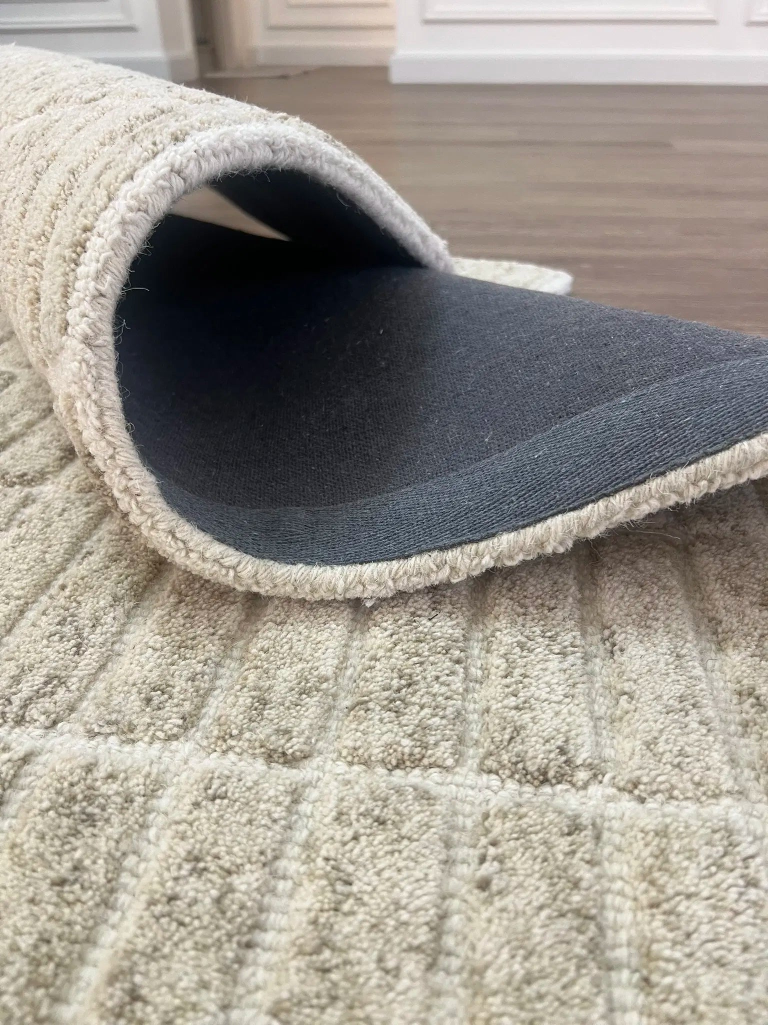 Pure Wool Carpet Checkers Beige (Rectangle)