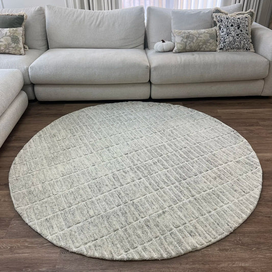 Pure Wool Carpet Checkers Grey (Round)