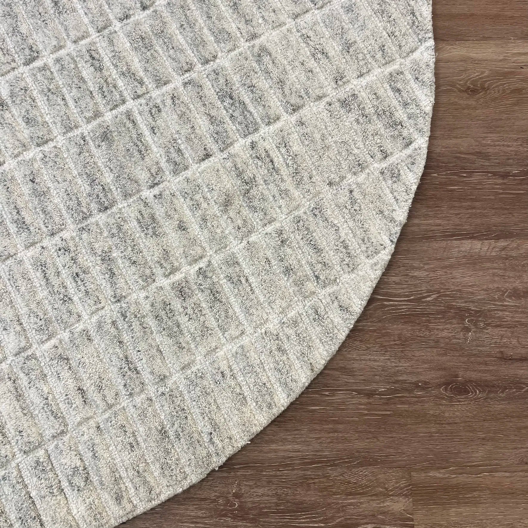 Pure Wool Carpet Checkers Grey (Round)