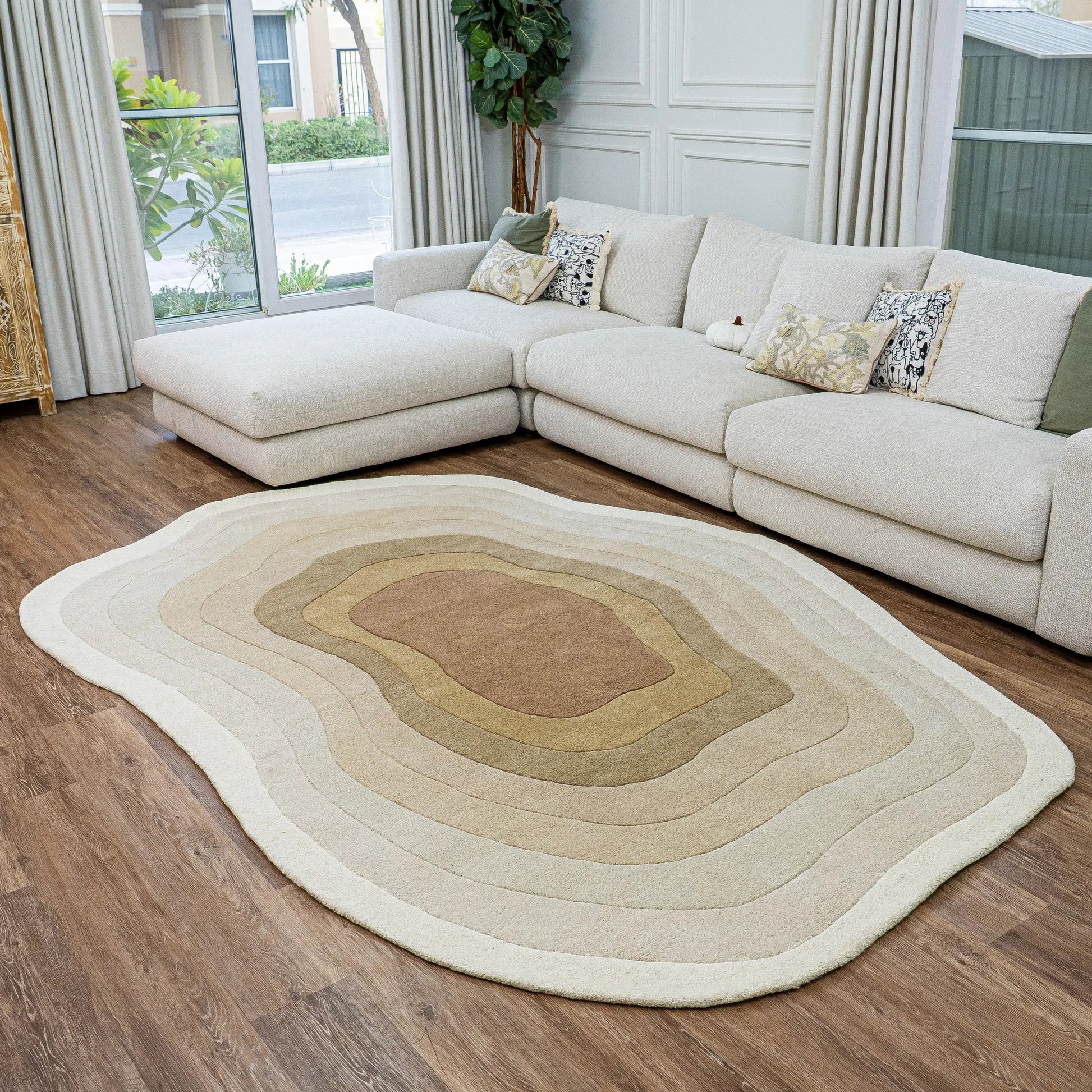 Pure Wool Carpet Contour Beige (Runner)