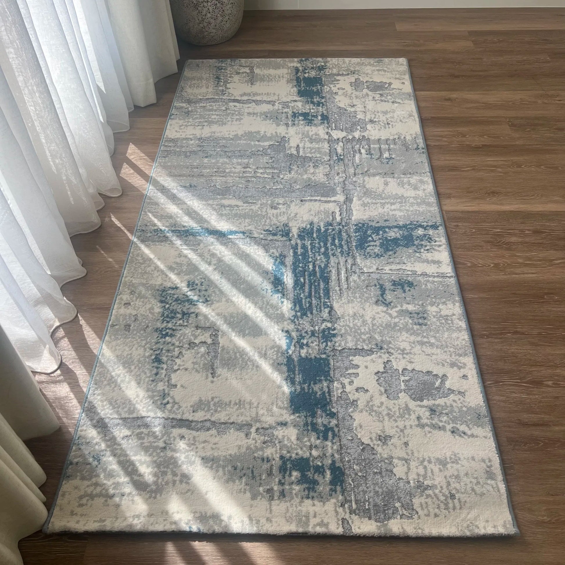 Lamit Grey Azure Blue Carpet (Runner)