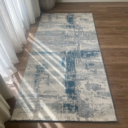 Lamit Grey Azure Blue Carpet (Runner)