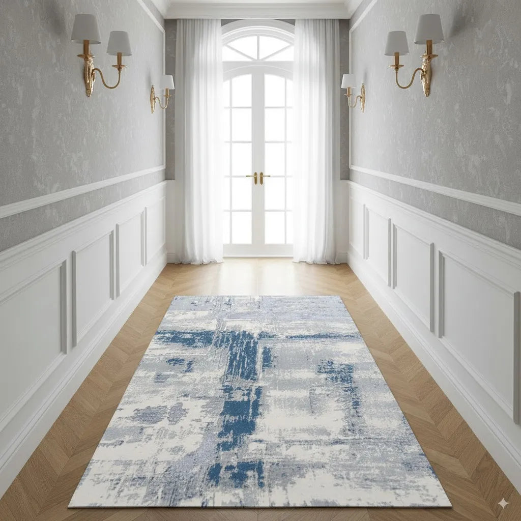 Lamit Grey Azure Blue Carpet (Runner)