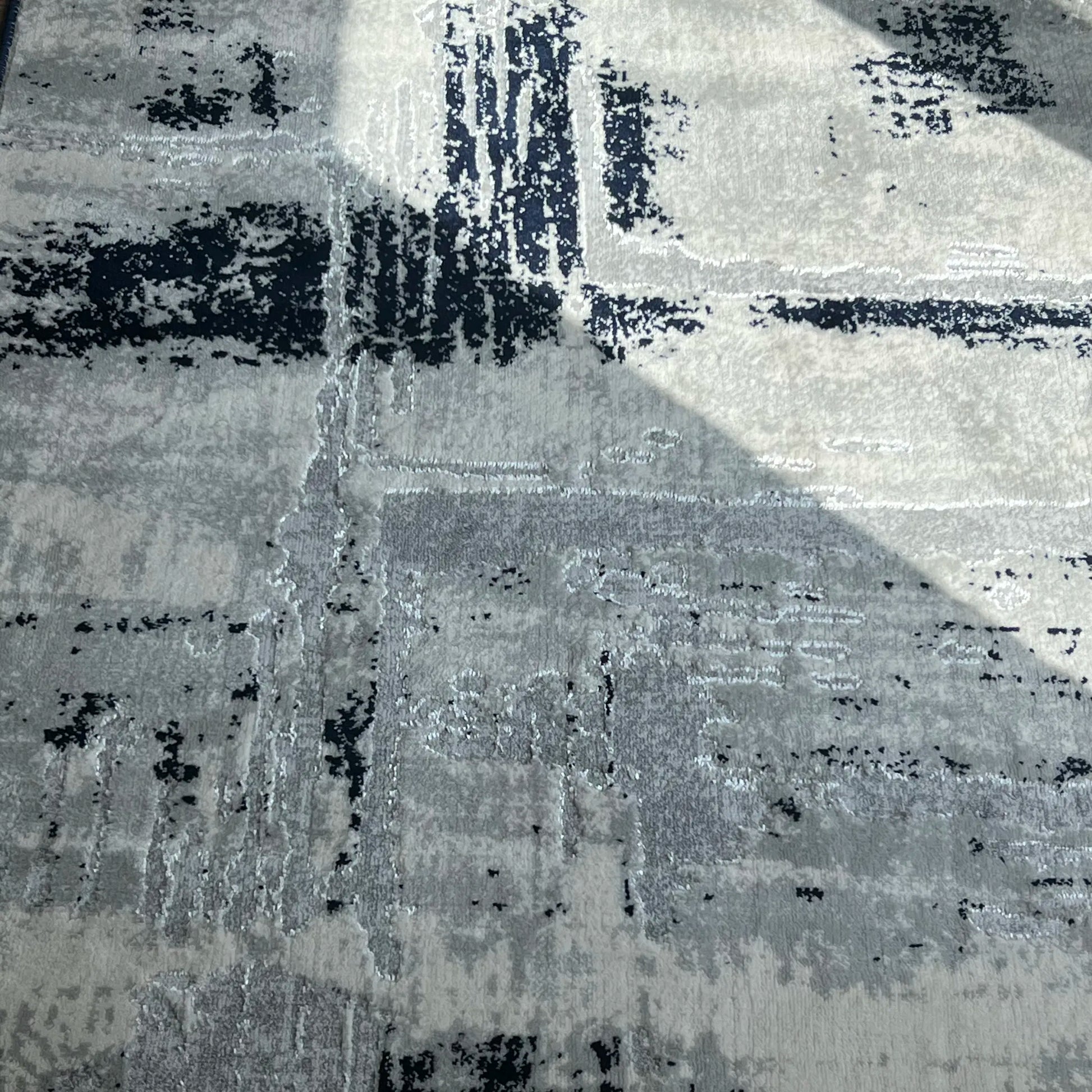 Norma Grey Navy Blue Carpet (Runner)