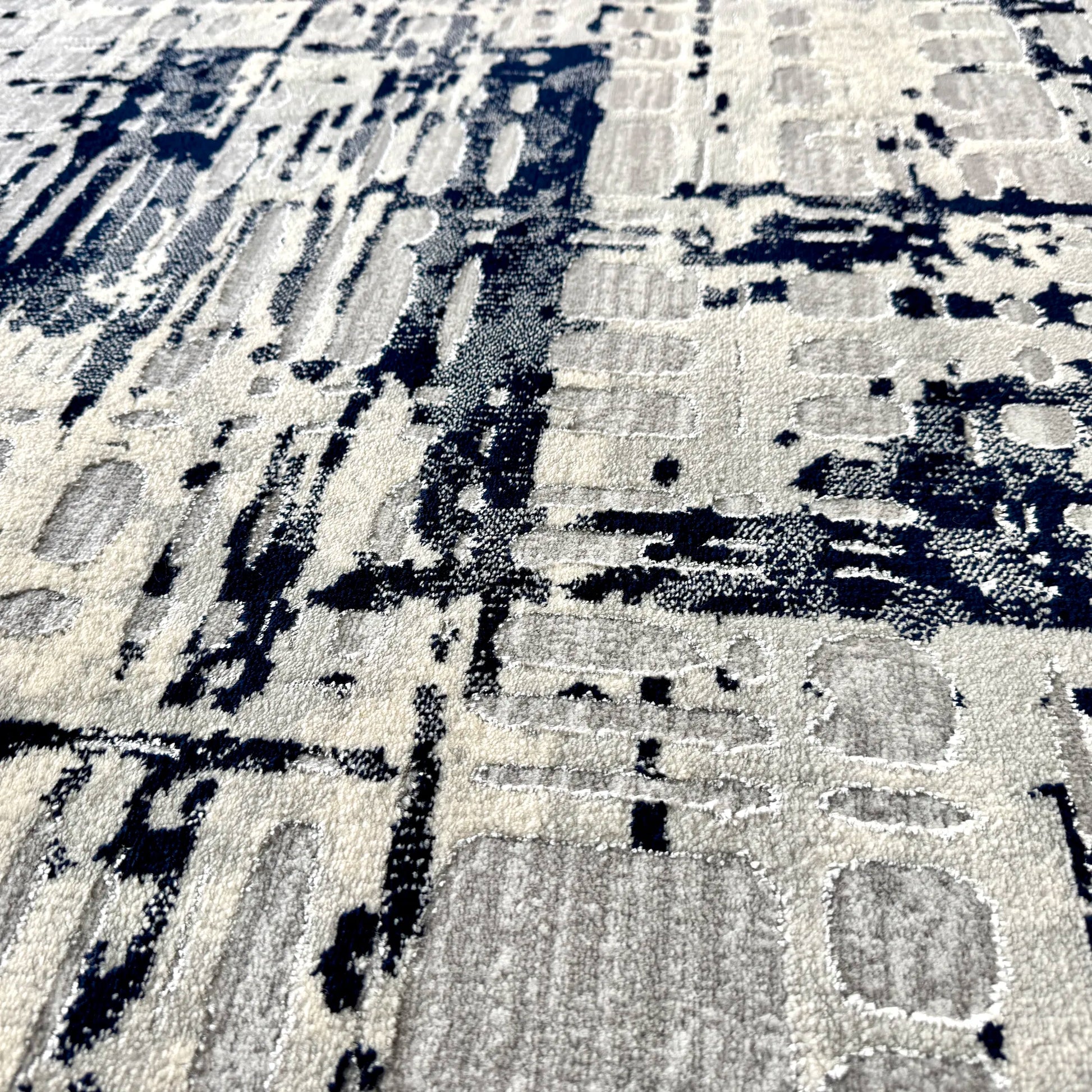 Journey Grey Navy Blue Carpet (Rectangle)