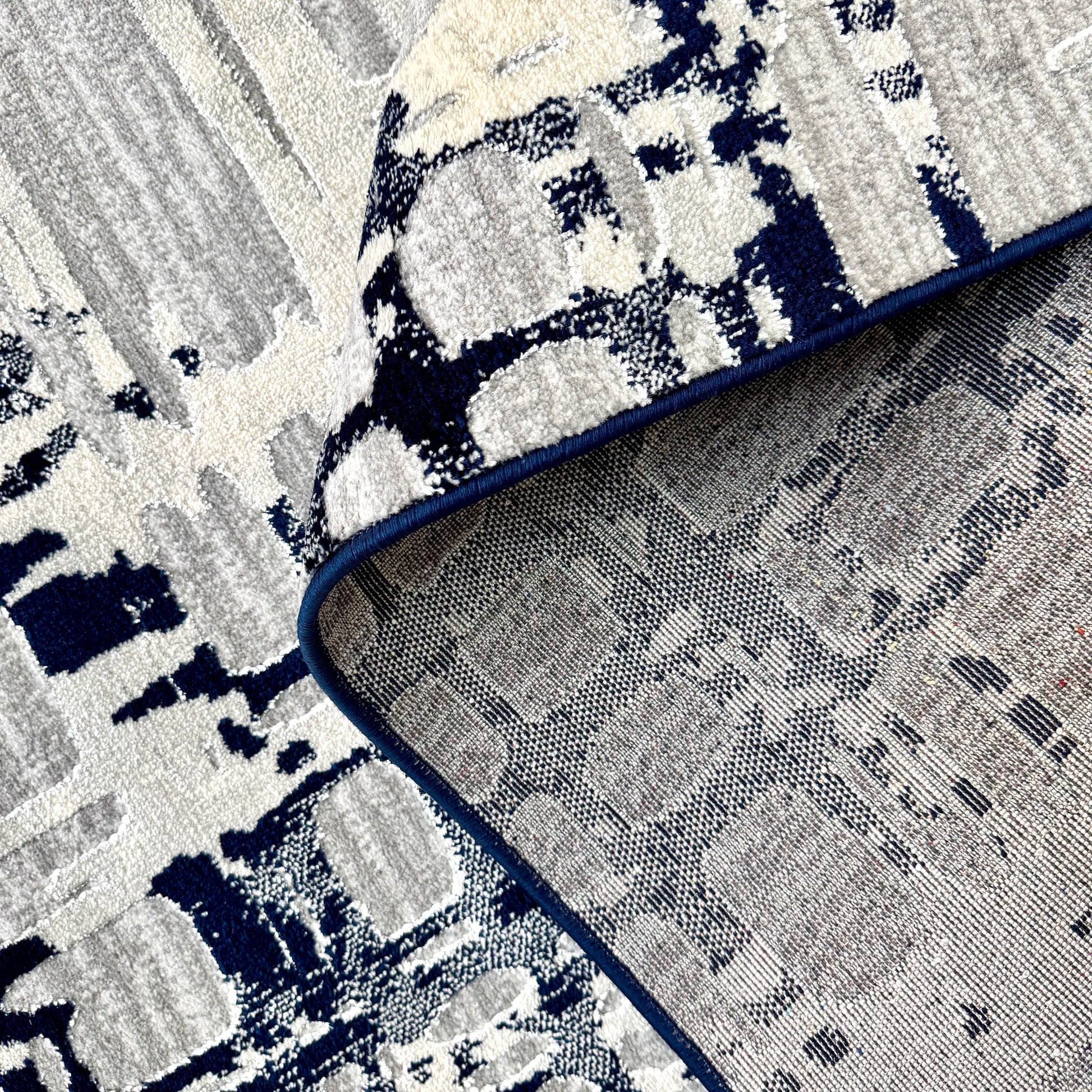 Journey Grey Navy Blue Carpet (Rectangle)