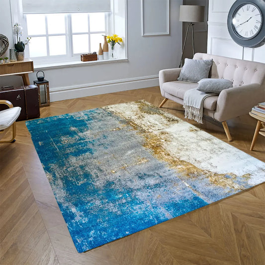 Newman Turquoise, Grey, Beige, Gold Carpet (Rectangle)
