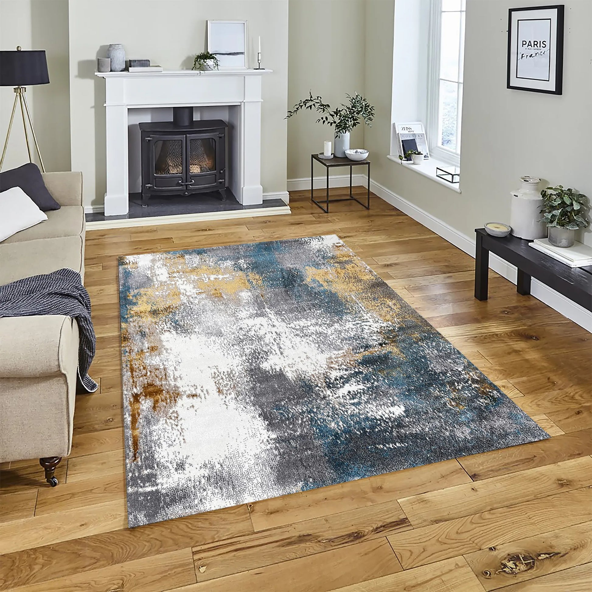 Kallit Grey Turqouise Blue Carpet (Rectangle)