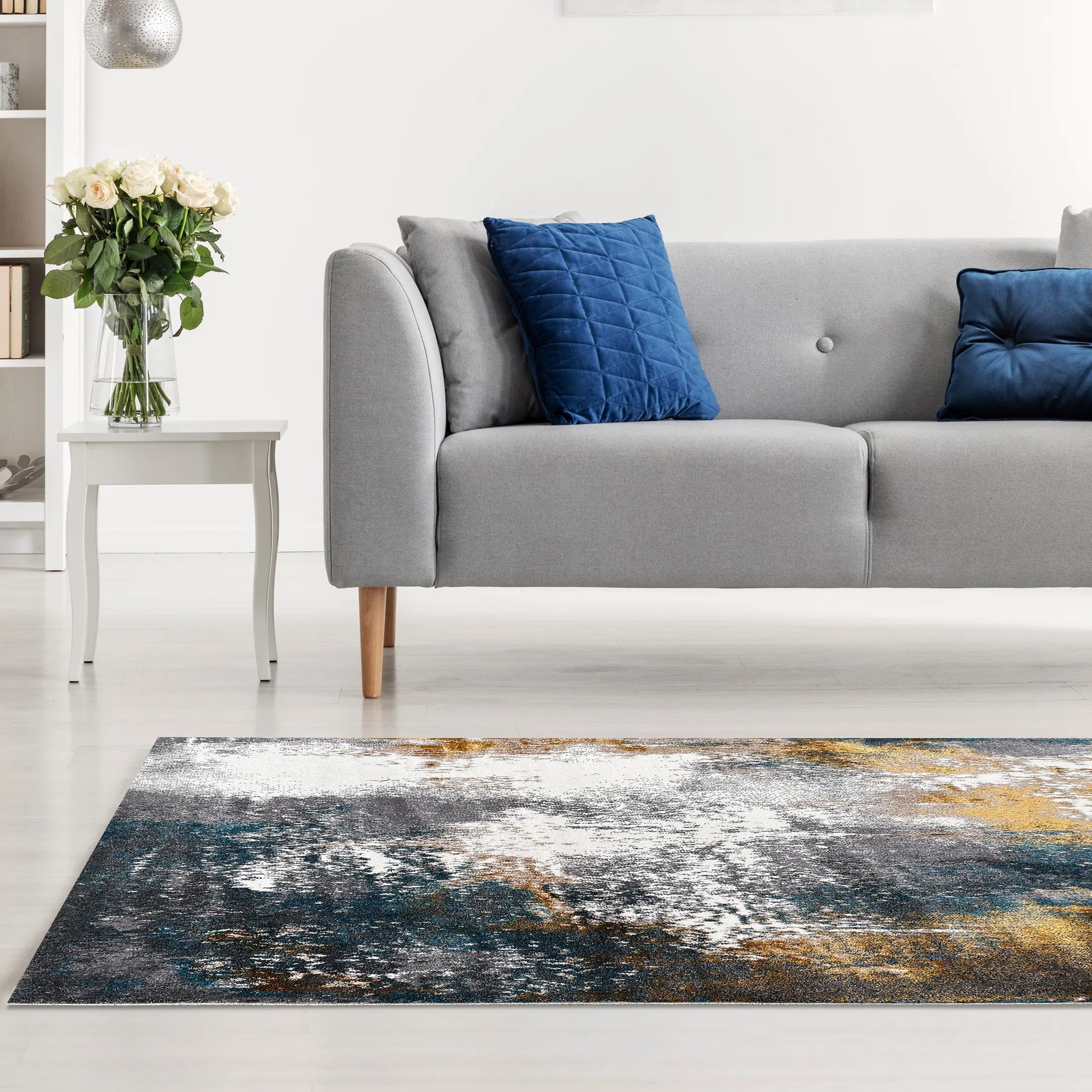 Kallit Grey Turqouise Blue Carpet (Rectangle)