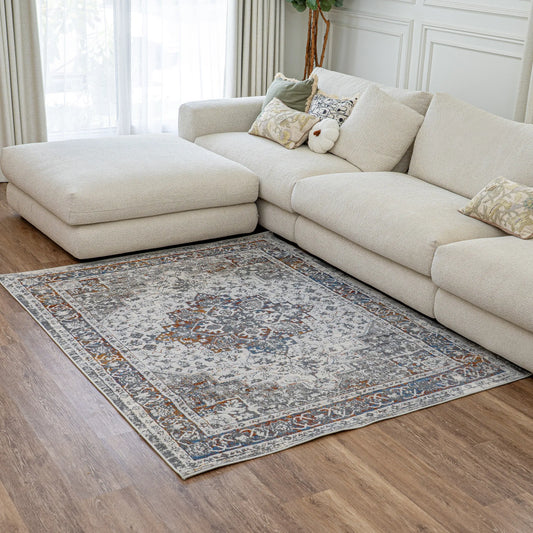 Pefki Grey Multi-coloured Carpet (Rectangle)