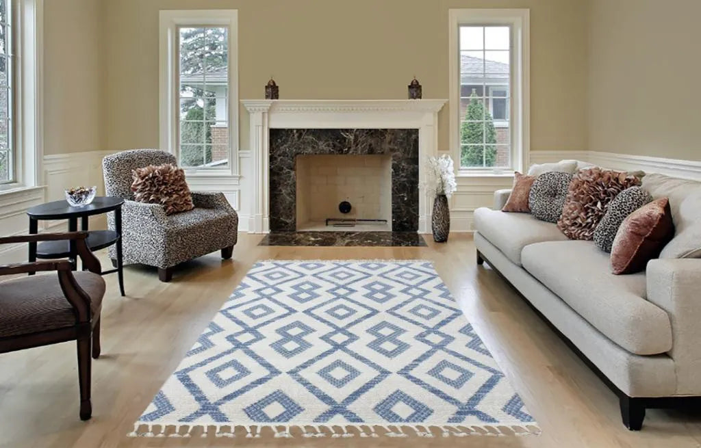 Gyfel Cream Blue Carpet (Rectangle)