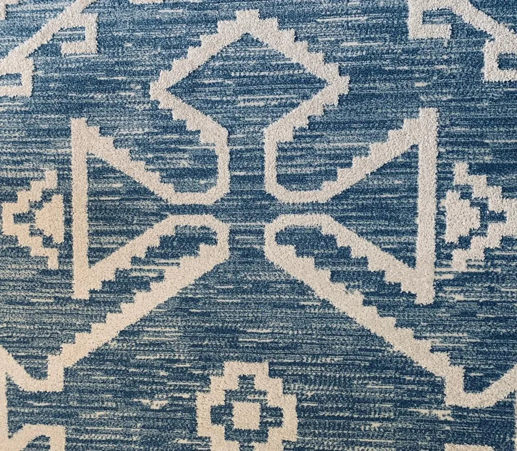 Kalamata Cream Blue Shaggy Carpet (Rectangle)