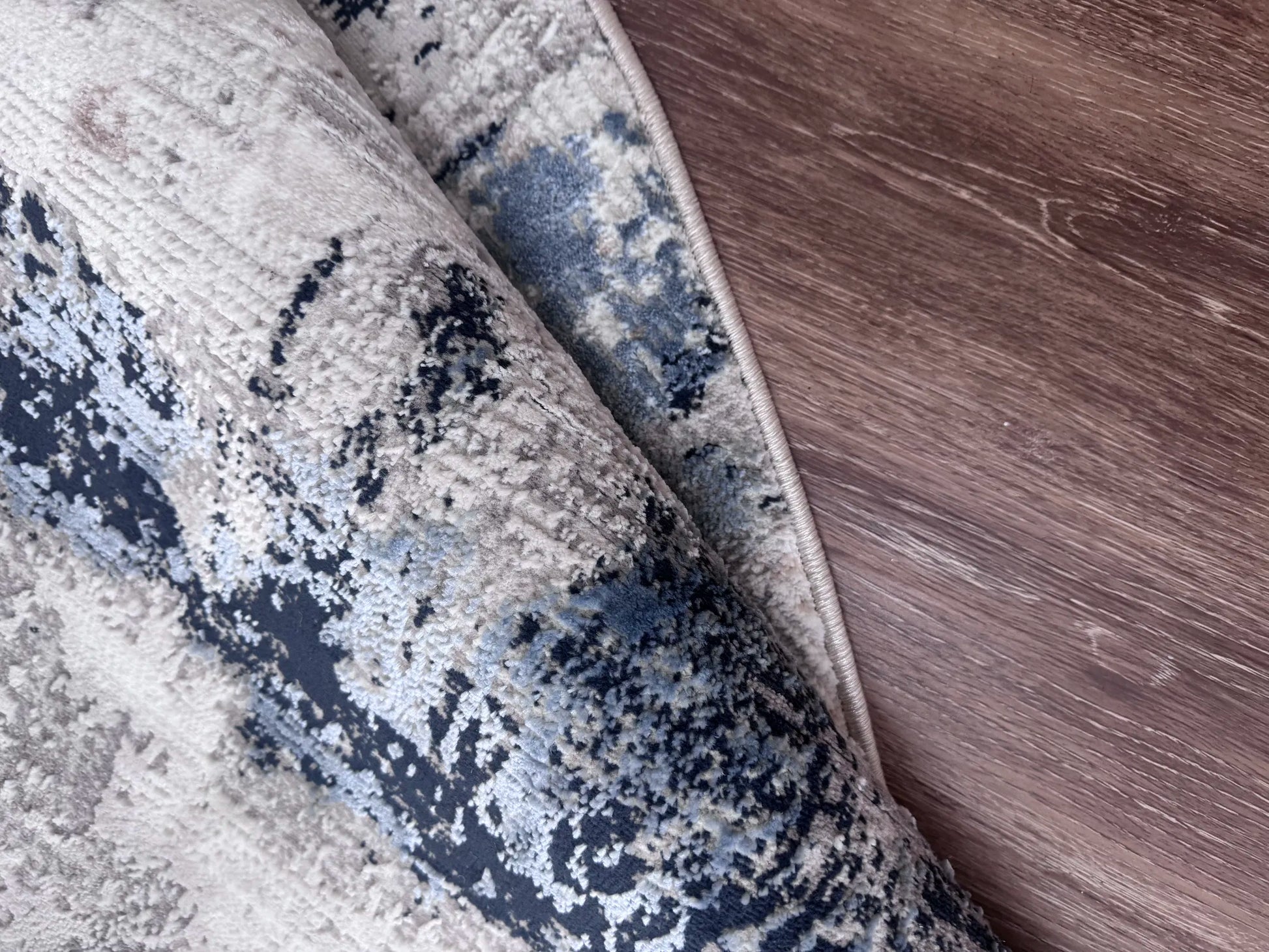 Merry Grey Navy Blue Carpet (Round)