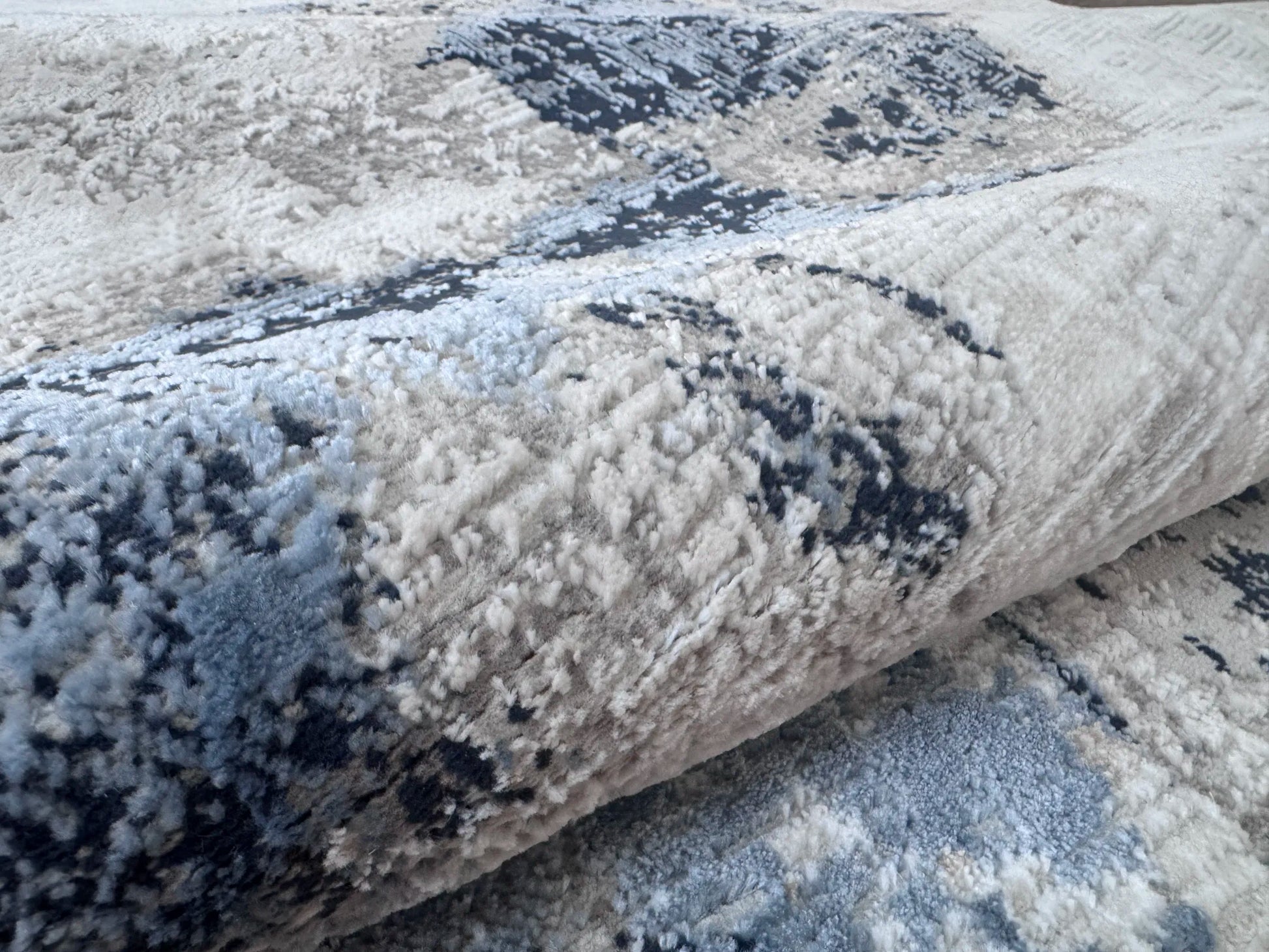 Merry Grey Navy Blue Carpet (Round)