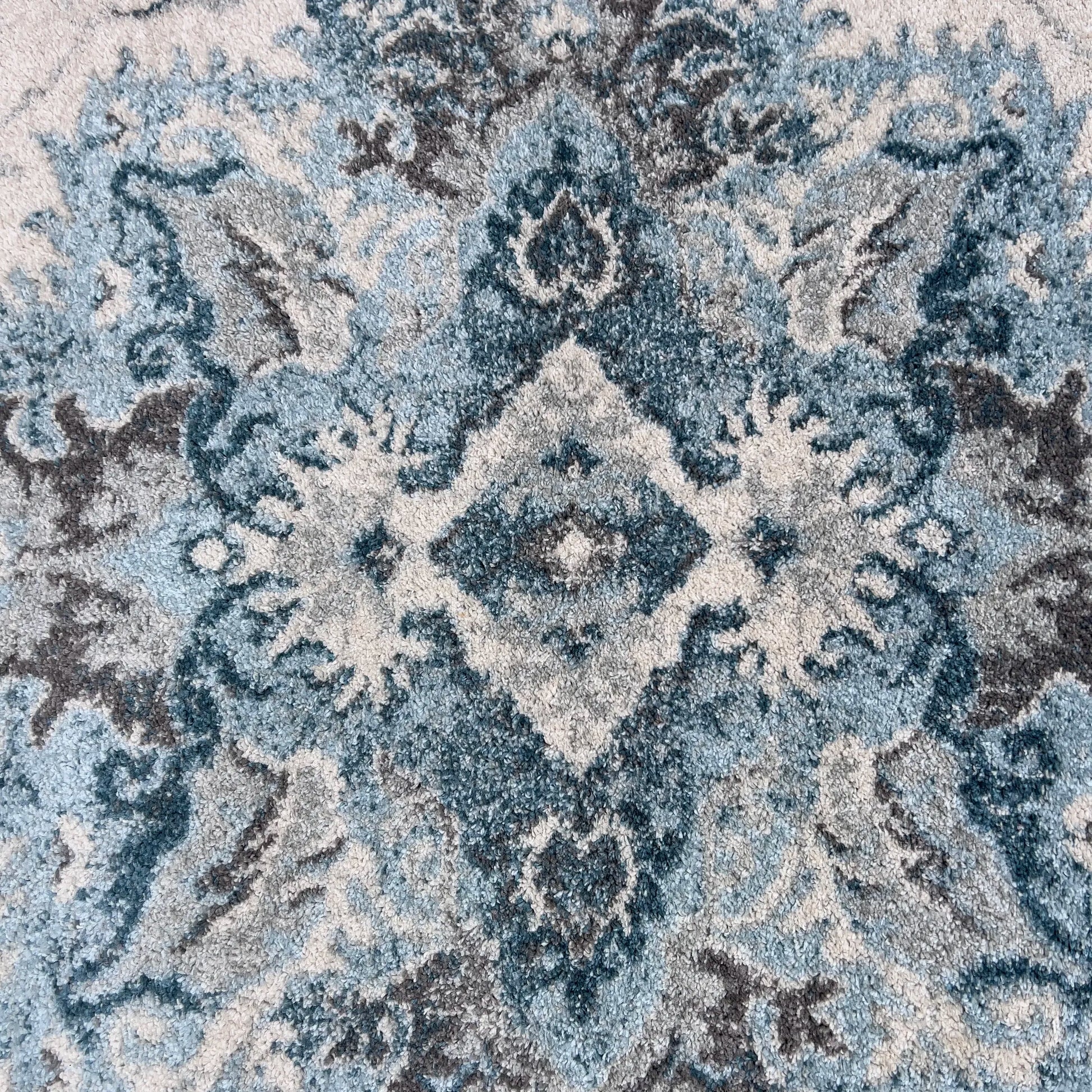 Messini Distressed Design Cream Blue Carpet (Runner)