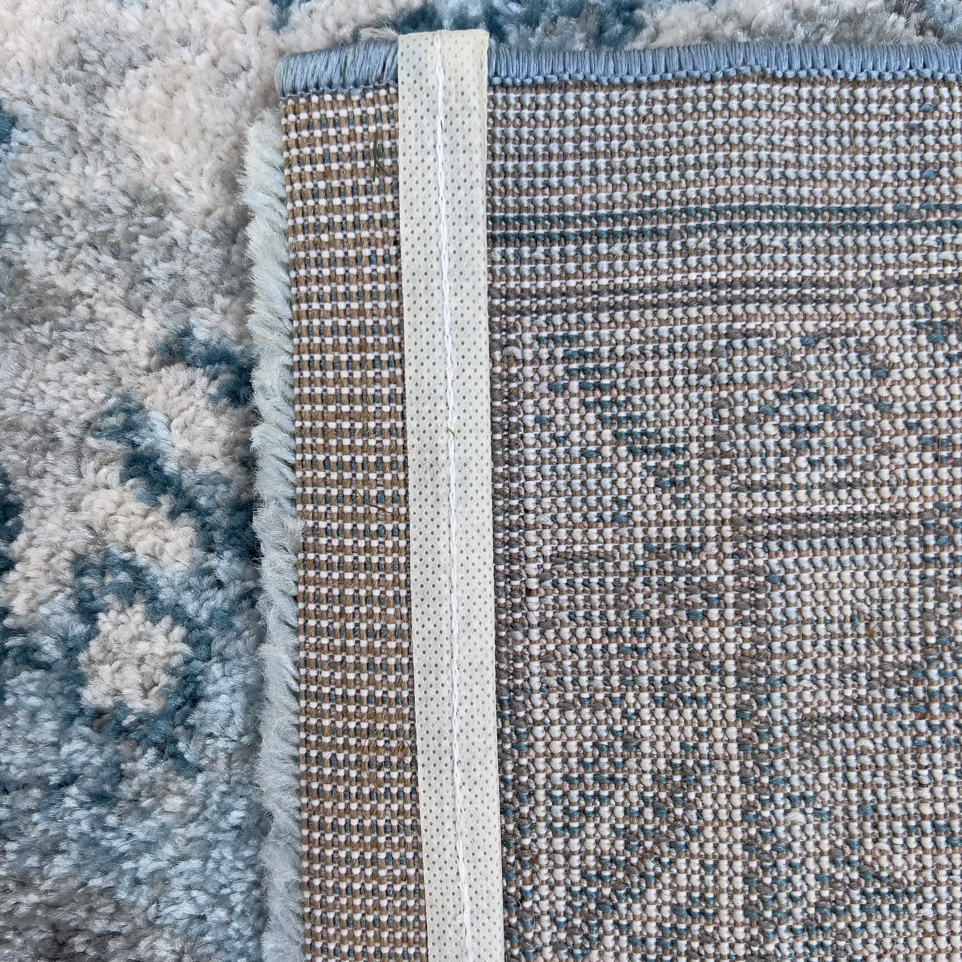 Messini Distressed Design Cream Blue Carpet (Runner)