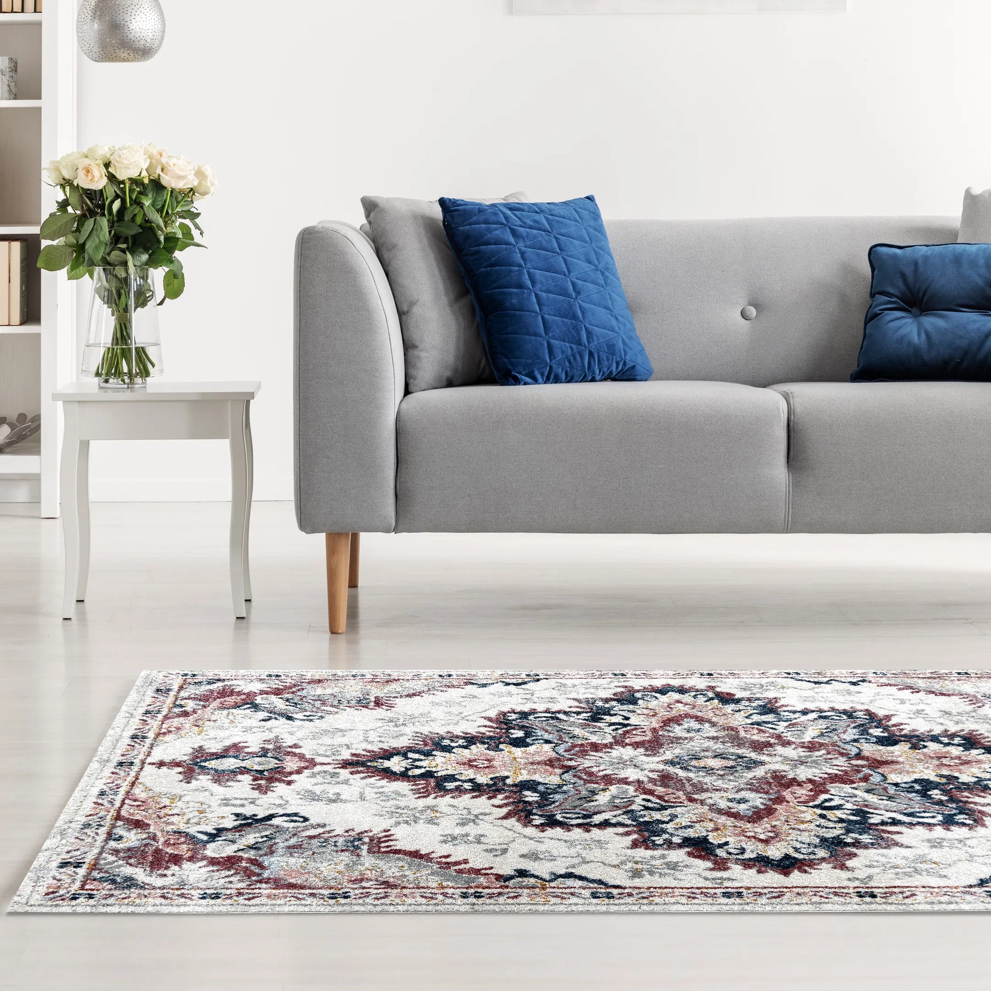 Epiva Cream Pink Distressed Design Carpet (Round)