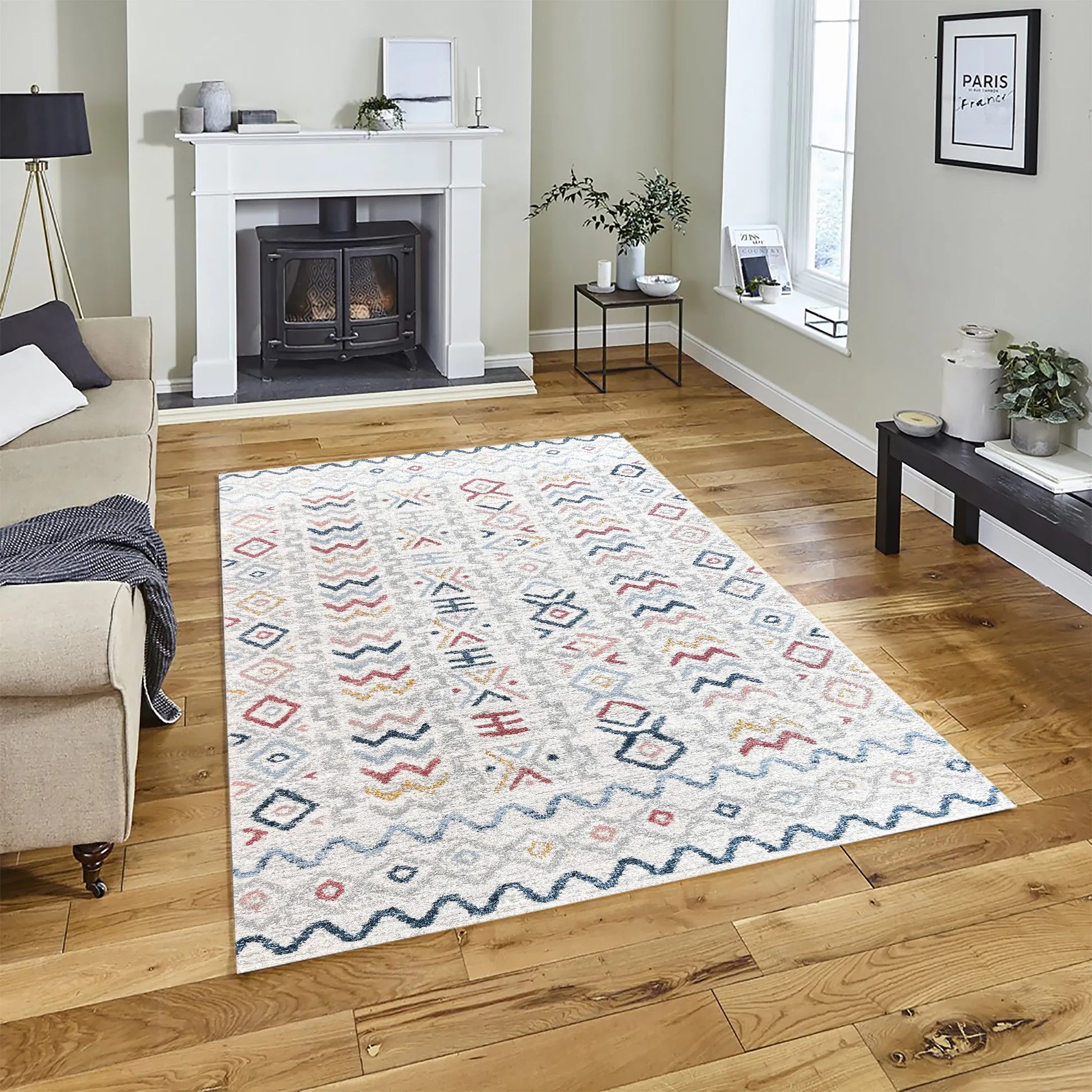 Tribe Multicolour Distressed Design Carpet (Runner)