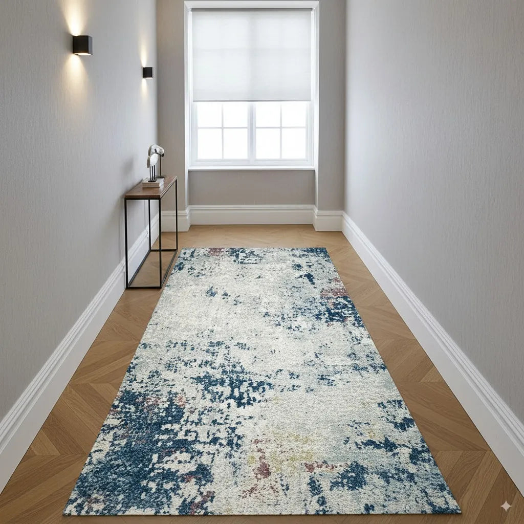 Serres Cream Multi-colour Distressed Design Carpet (Round)