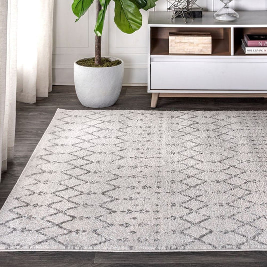 Boho Cream Grey Distressed Design Carpet (Rectangle)