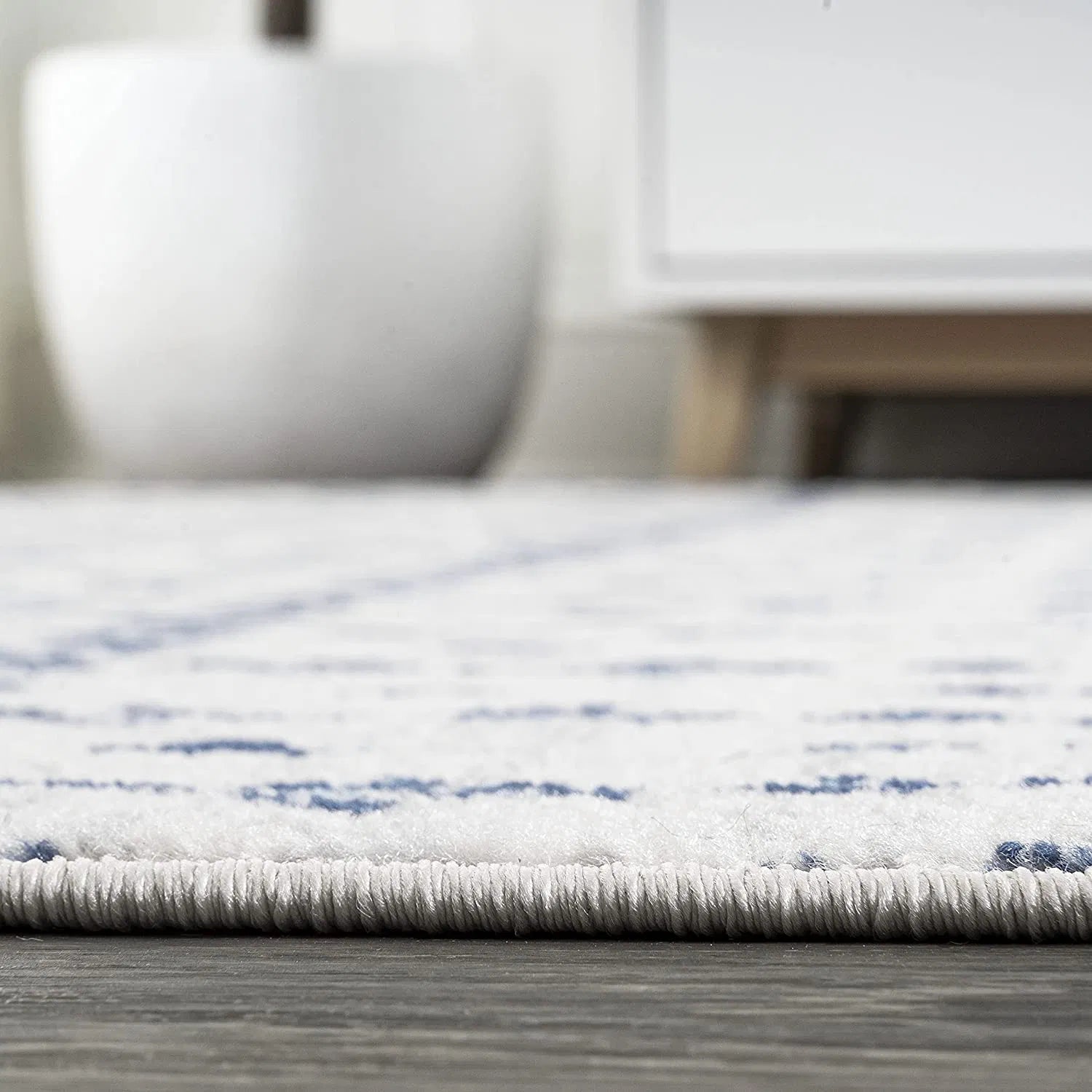 Bridgeton Cream Navy Blue Distressed Design Carpet (Runner)