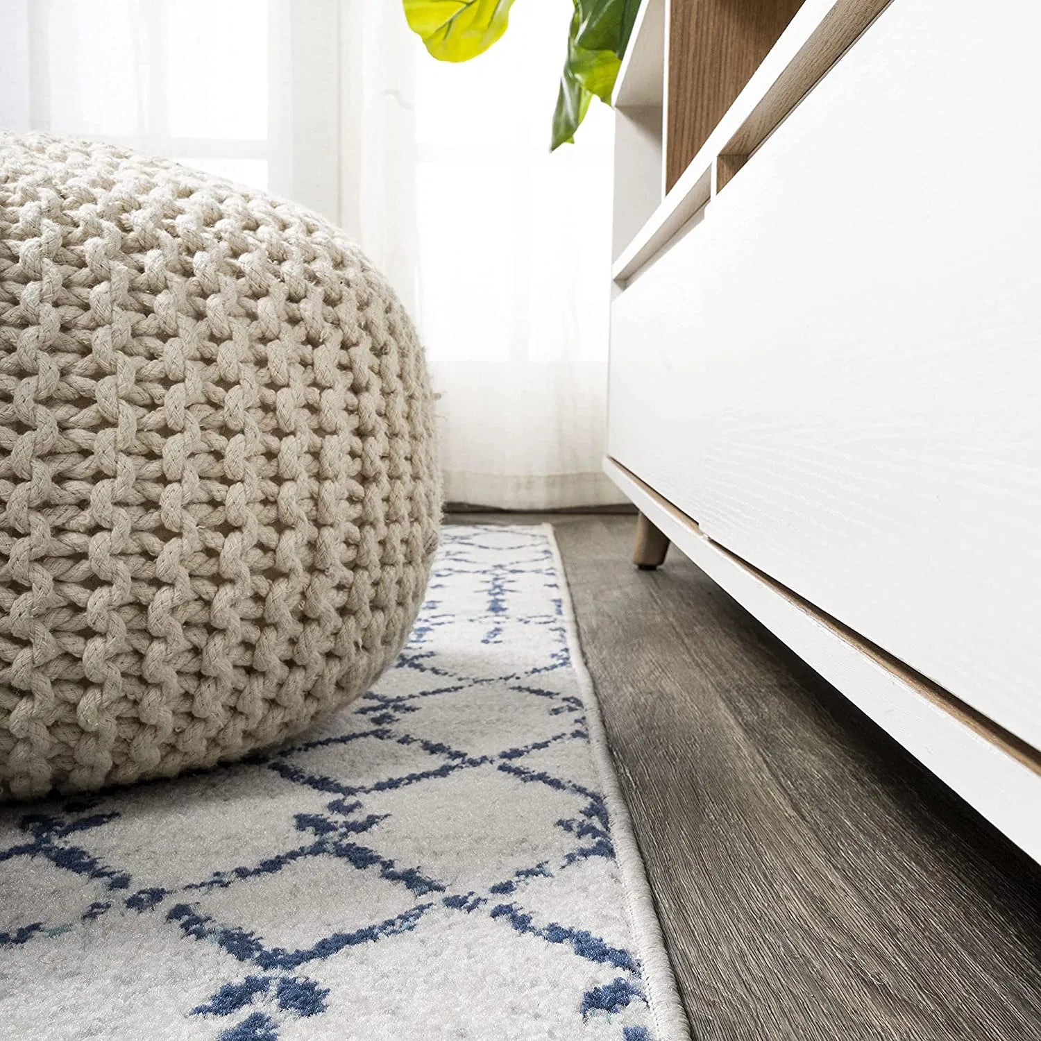 Bridgeton Cream Navy Blue Distressed Design Carpet (Rectangle)