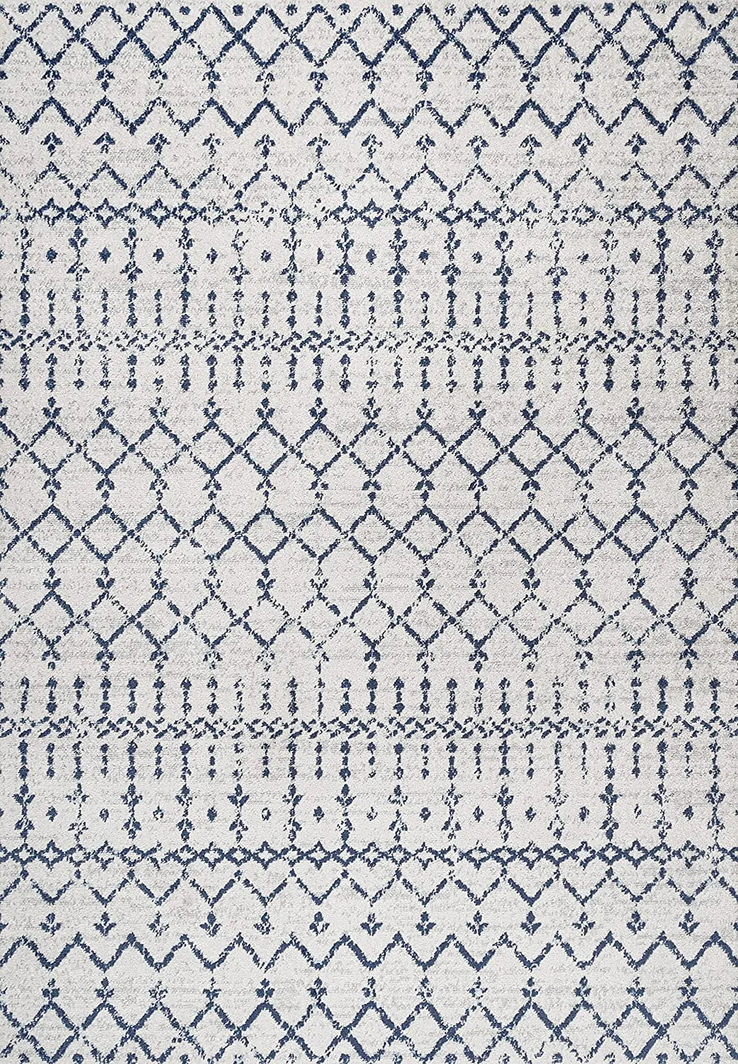 Bridgeton Cream Navy Blue Distressed Design Carpet (Rectangle)