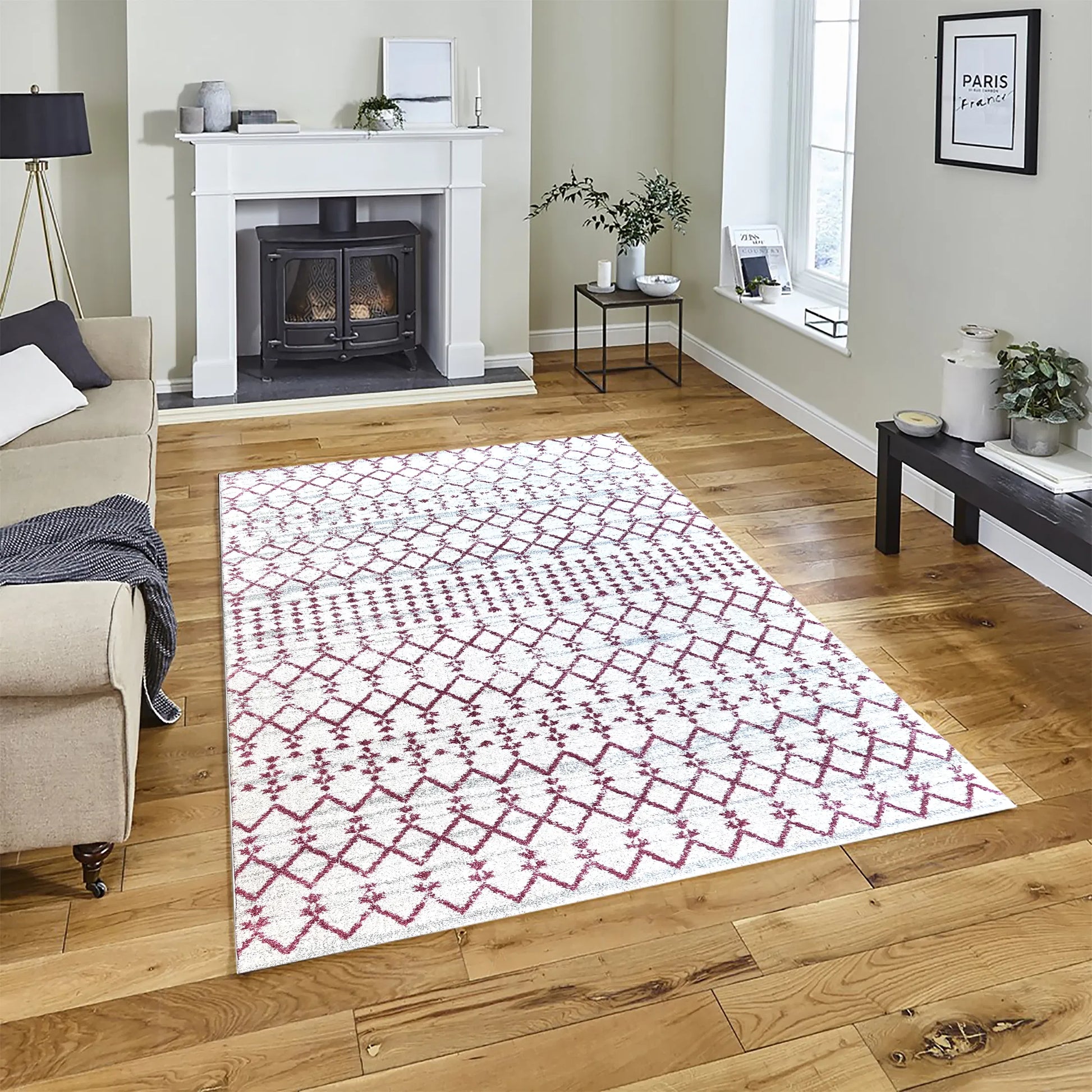 Arena Cream Pink Distressed Design Carpet (Runner)