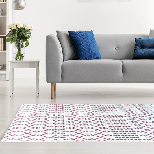Arena Cream Pink Distressed Design Carpet (Rectangle)
