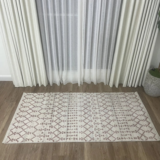 Arena Cream Pink Distressed Design Carpet (Runner)